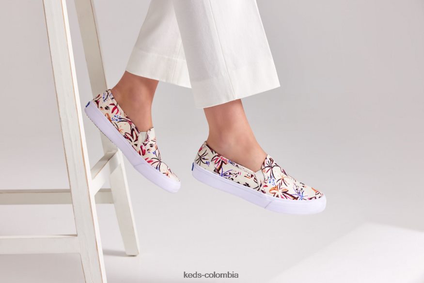 RF0RND21 tenis sin cordones con estampado de islas de dos pisos rosa gris mujer Keds