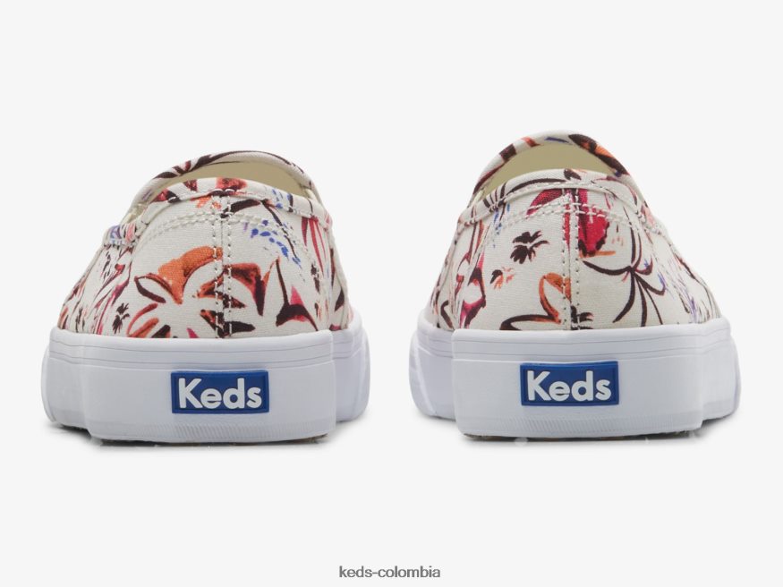 RF0RND21 tenis sin cordones con estampado de islas de dos pisos rosa gris mujer Keds