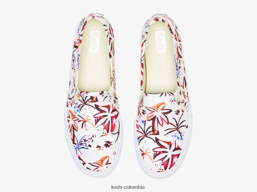 RF0RND21 tenis sin cordones con estampado de islas de dos pisos rosa gris mujer Keds
