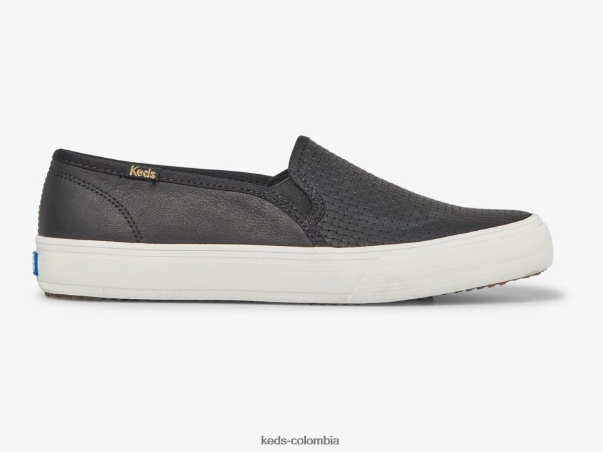 RF0RND24 Zapatilla sin cordones de cuero con relieve de dos pisos negro mujer Keds