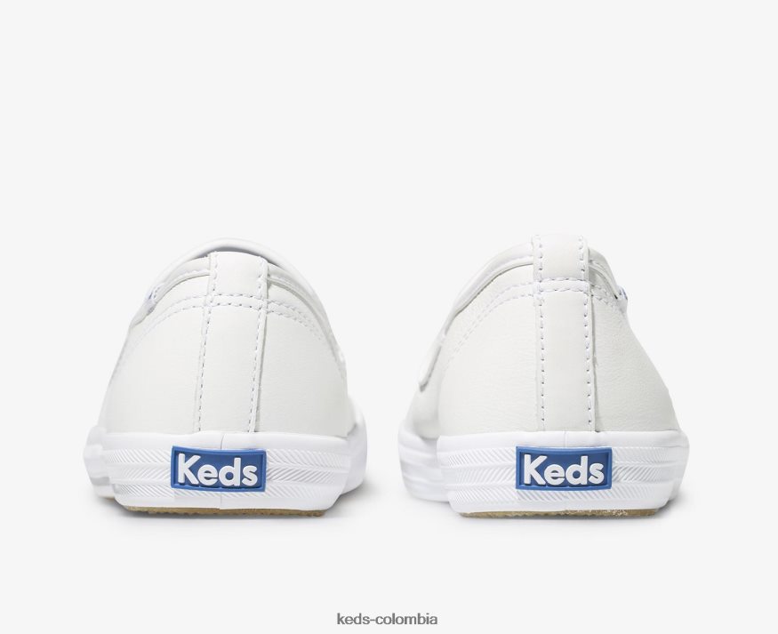 RF0RND25 zapatillas campeon de cuero sin cordones blanco mujer Keds
