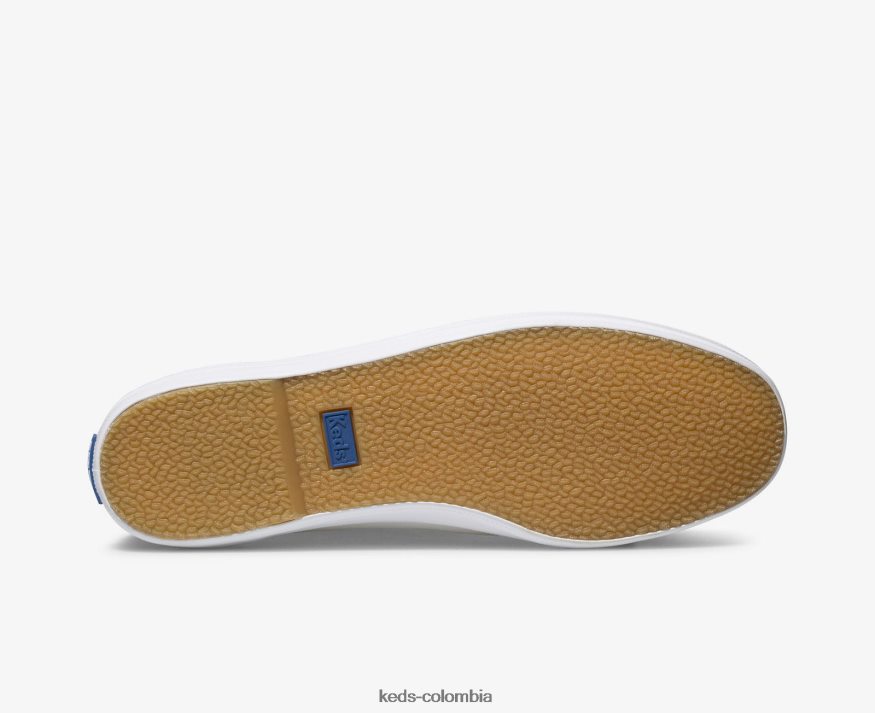 RF0RND25 zapatillas campeon de cuero sin cordones blanco mujer Keds