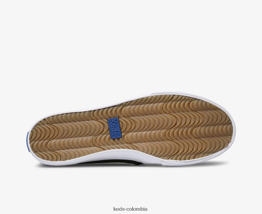 RF0RND27 zapatilla sin cordones de cuero de dos pisos negro mujer Keds