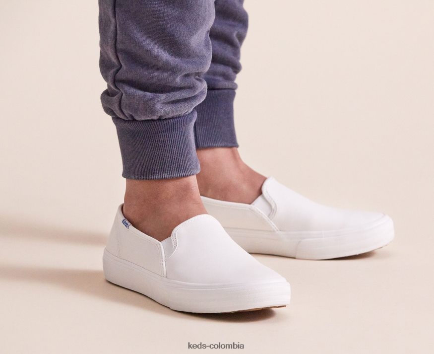 RF0RND28 zapatilla sin cordones de cuero de dos pisos blanco mujer Keds