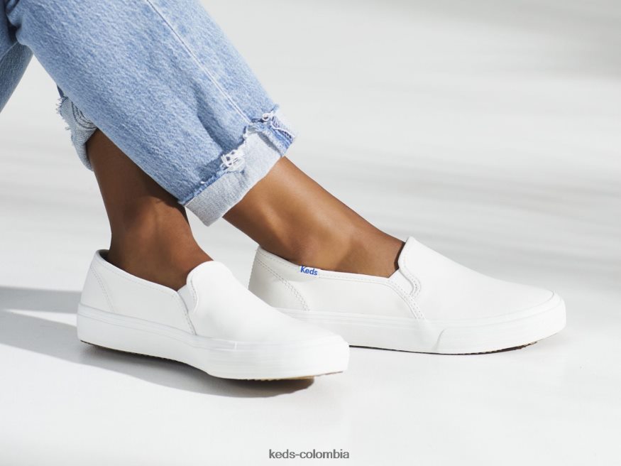 RF0RND28 zapatilla sin cordones de cuero de dos pisos blanco mujer Keds