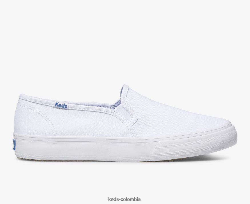 RF0RND2 tenis de lona de dos pisos sin cordones blanco mujer Keds
