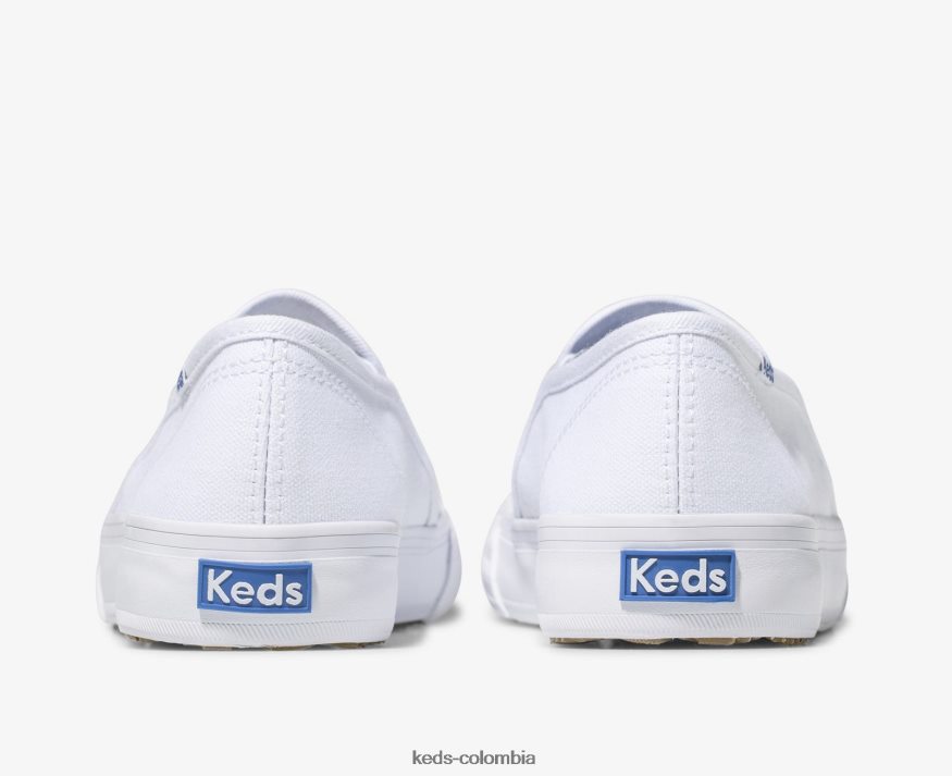 RF0RND2 tenis de lona de dos pisos sin cordones blanco mujer Keds