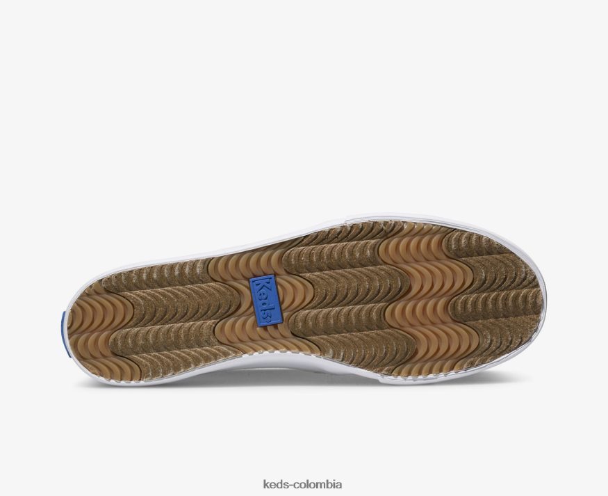 RF0RND2 tenis de lona de dos pisos sin cordones blanco mujer Keds