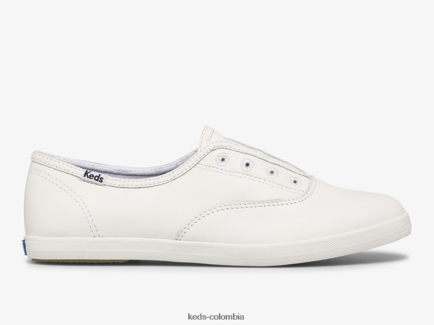 RF0RND37 zapatillas sin cordones chillax de cuero blanco mujer Keds