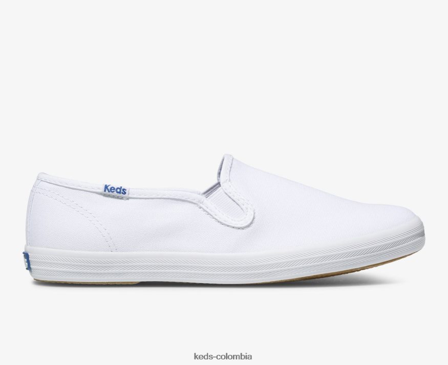 RF0RND38 tenis campeones de lona sin cordones blanco mujer Keds