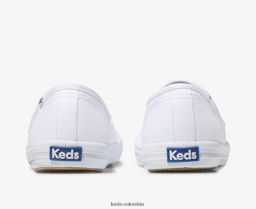 RF0RND38 tenis campeones de lona sin cordones blanco mujer Keds
