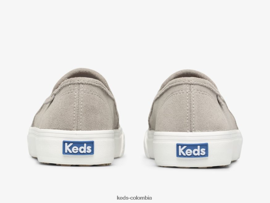 RF0RND44 Zapatilla sin cordones Double Decker de gamuza perforada gris mujer Keds
