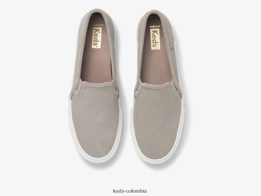 RF0RND44 Zapatilla sin cordones Double Decker de gamuza perforada gris mujer Keds