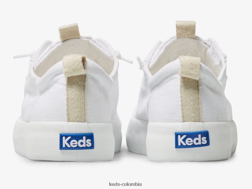 RF0RND59 zapatilla sin cordones de lona Kickback blanco mujer Keds