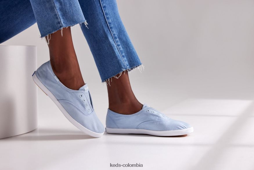 RF0RND60 Zapatilla sin cordones de sarga lavable Chillax azul claro mujer Keds