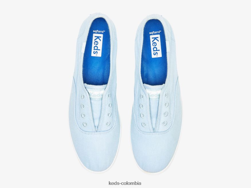 RF0RND60 Zapatilla sin cordones de sarga lavable Chillax azul claro mujer Keds