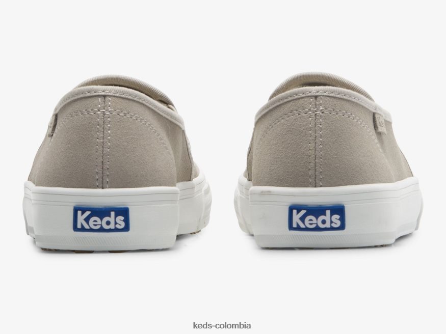 RF0RND68 Zapatilla sin cordones Double Decker de gamuza perforada gris mujer Keds