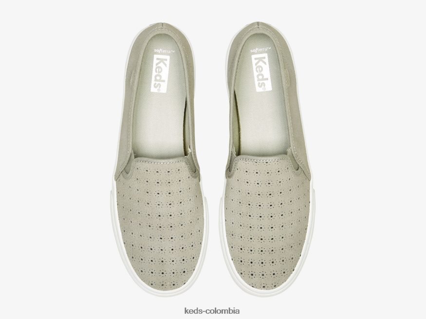 RF0RND68 Zapatilla sin cordones Double Decker de gamuza perforada gris mujer Keds