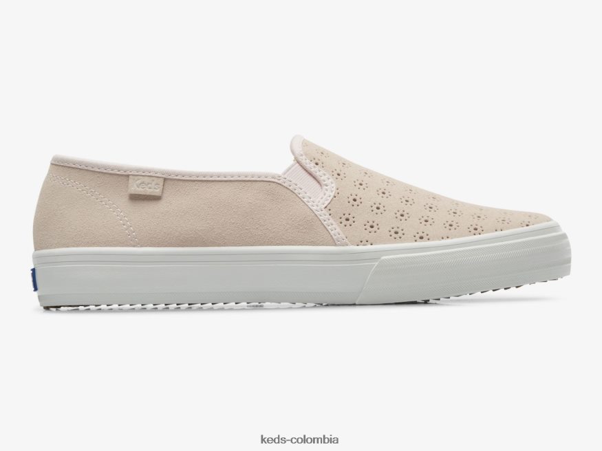 RF0RND69 Zapatilla sin cordones Double Decker de gamuza perforada Rosa claro mujer Keds