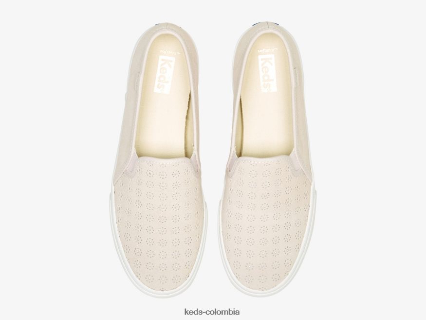 RF0RND69 Zapatilla sin cordones Double Decker de gamuza perforada Rosa claro mujer Keds