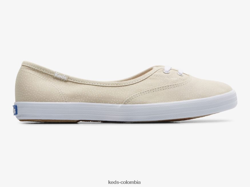 RF0RND9 zapatillas sin cordones con estampado de mini lunares bronceado blanco mujer Keds