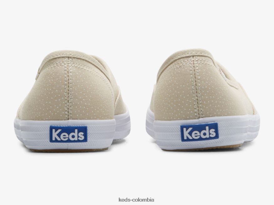 RF0RND9 zapatillas sin cordones con estampado de mini lunares bronceado blanco mujer Keds