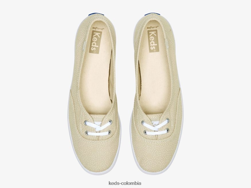 RF0RND9 zapatillas sin cordones con estampado de mini lunares bronceado blanco mujer Keds