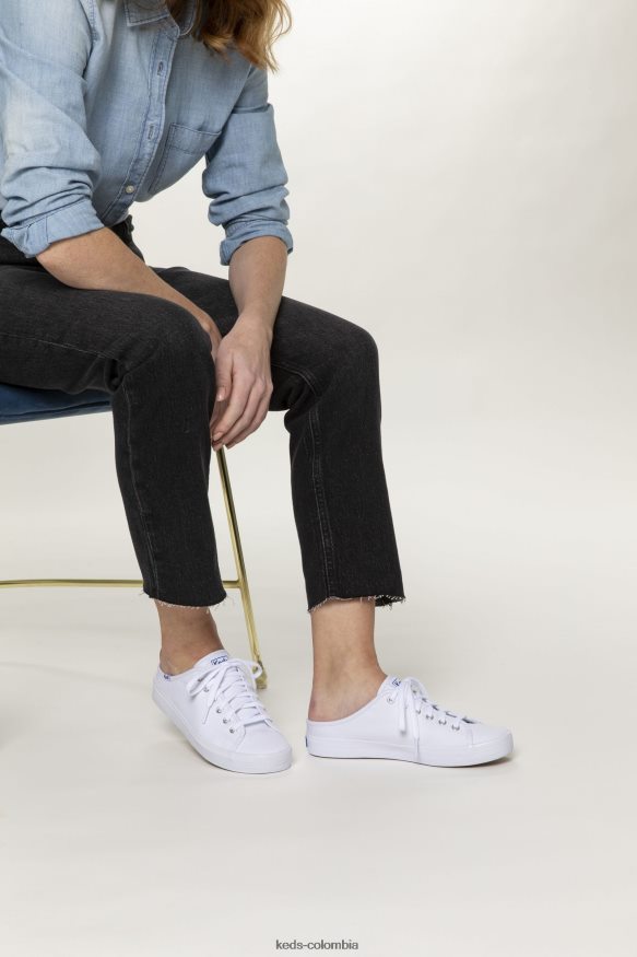 RF0RND11 Zapatilla mule kickstart de lona sin cordones blanco mujer Keds