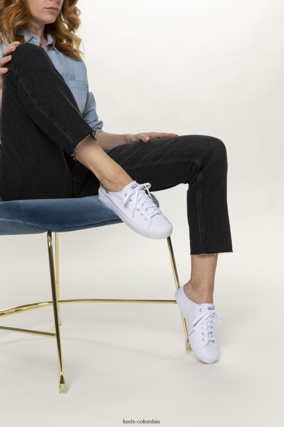 RF0RND11 Zapatilla mule kickstart de lona sin cordones blanco mujer Keds