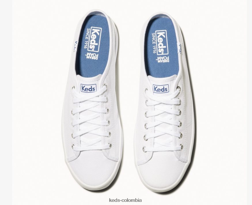 RF0RND11 Zapatilla mule kickstart de lona sin cordones blanco mujer Keds