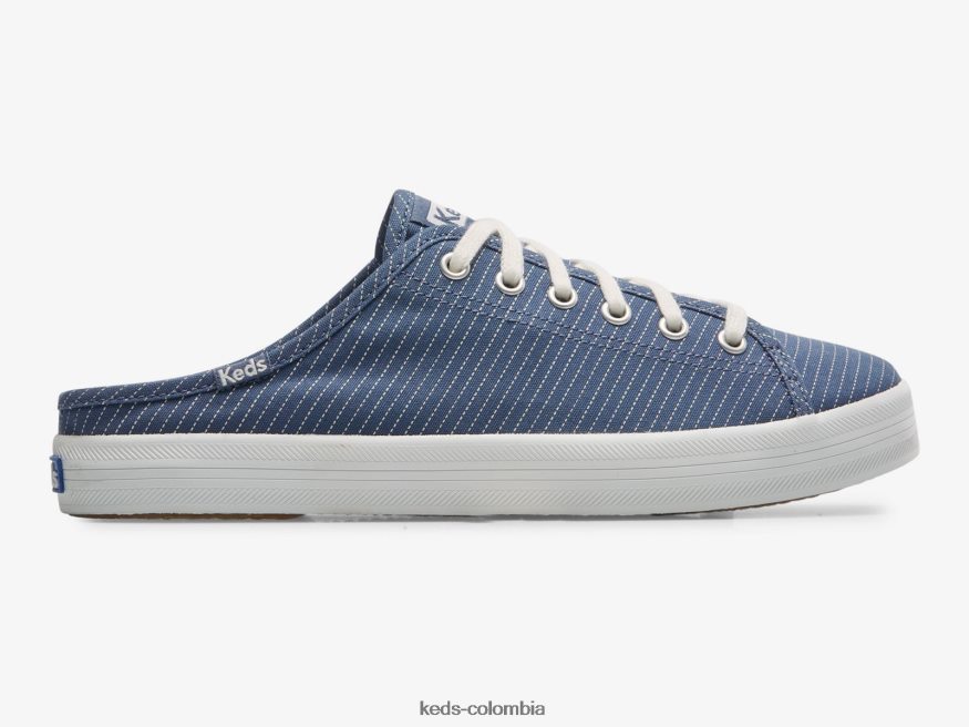 RF0RND45 Zapatilla sin cordones Kickstart Mule de lona con rayas azul mujer Keds