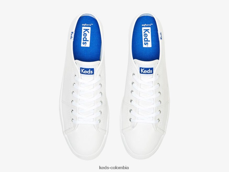 RF0RND46 Zapatilla tipo mule triple kick de piel blanco mujer Keds