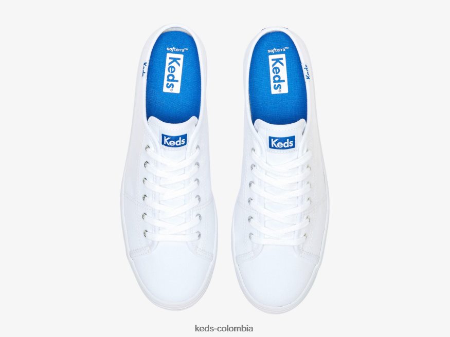 RF0RND48 Zapatilla tipo mule triple kick de lona sin cordones blanco mujer Keds