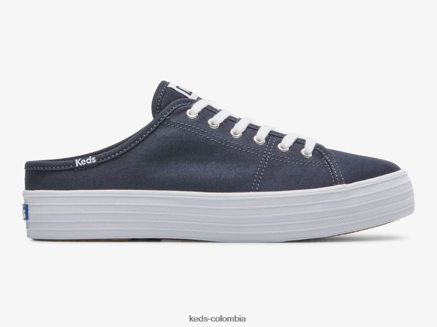 RF0RND49 Zapatilla tipo mule triple kick de lona sin cordones Armada mujer Keds
