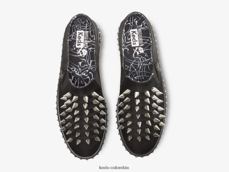 RF0RND56 Zapatilla tipo mule con tachuelas Kickback negro mujer Keds x Maisie Wilen