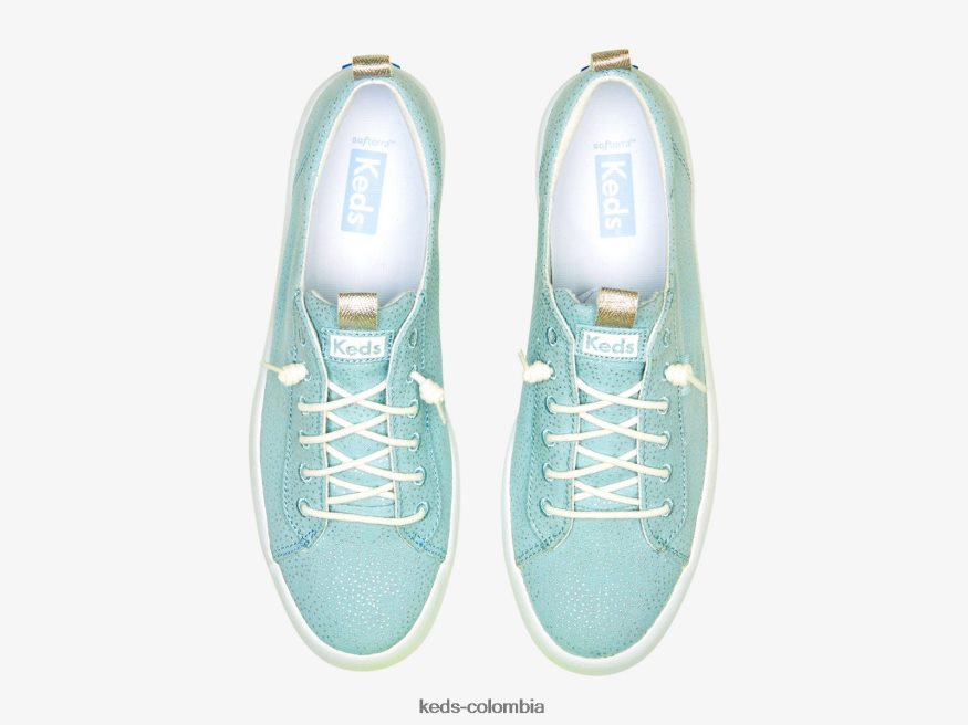 RF0RND62 tenis Kickback de lona con estampado de lunares plata azul claro mujer Keds