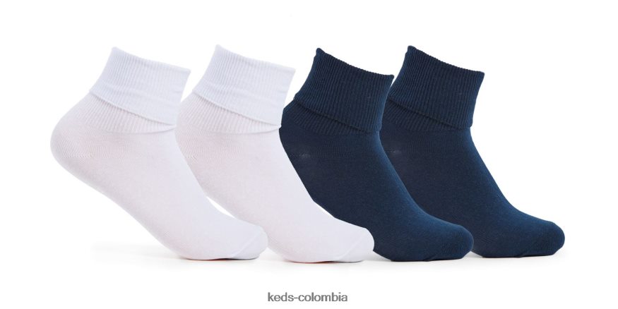 RF0RND251 Paquete de 4 puños con medio cojín naval Blanca niño grande Keds