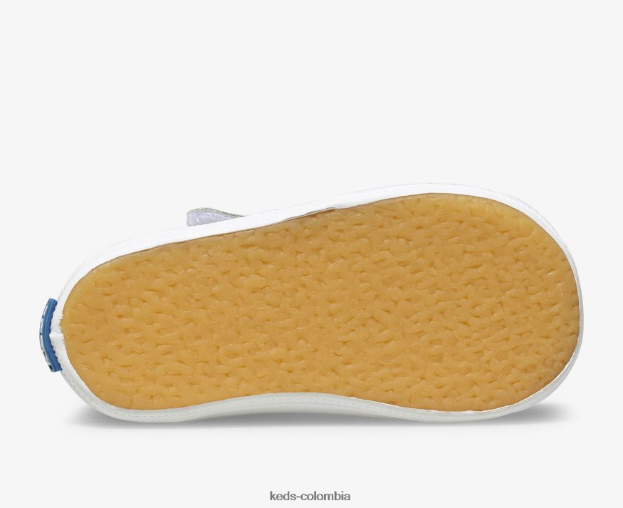 RF0RND232 tenis con tira en T y puntera Champion cuero blanco niño pequeño Keds